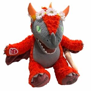 Build-A-Bear Orange and Gray Dragon with Flower Crown
